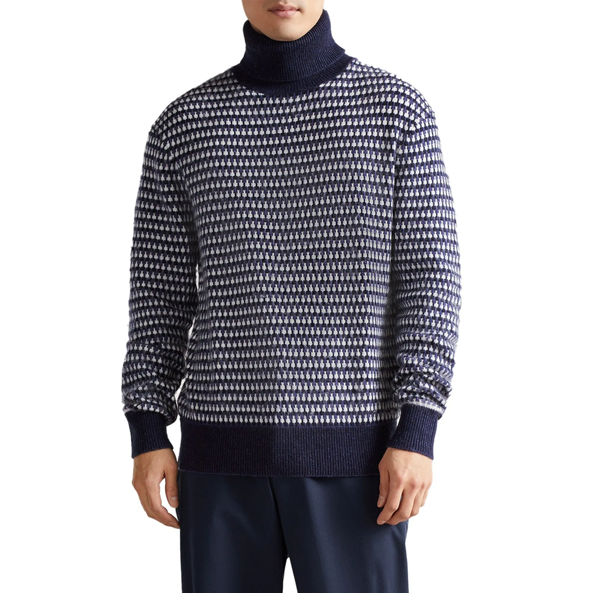 Men Mmk-Riber-Ls Chunky Roll Neck - Navy