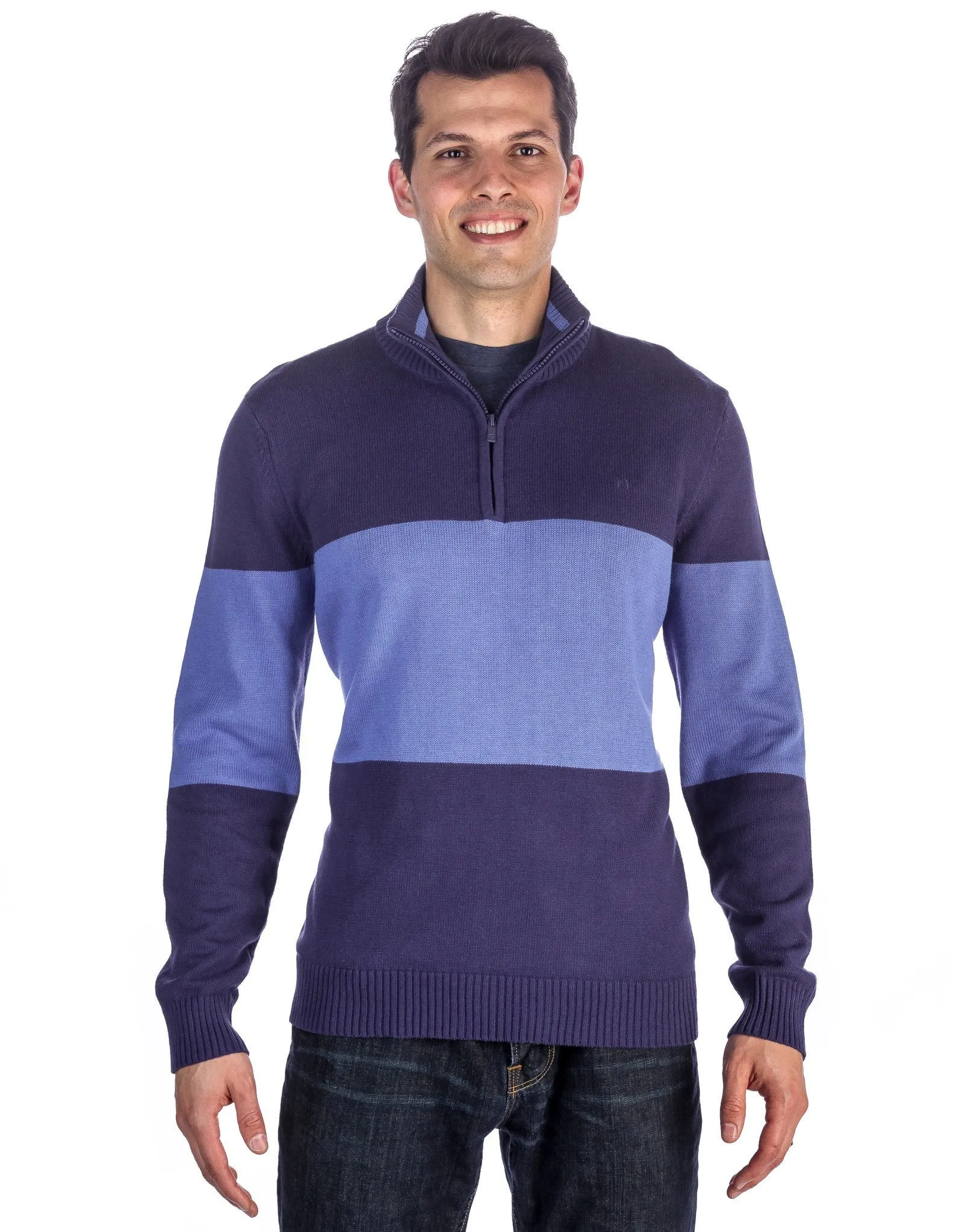 Men's 100% Cotton Half-Zip Pullover Sweater