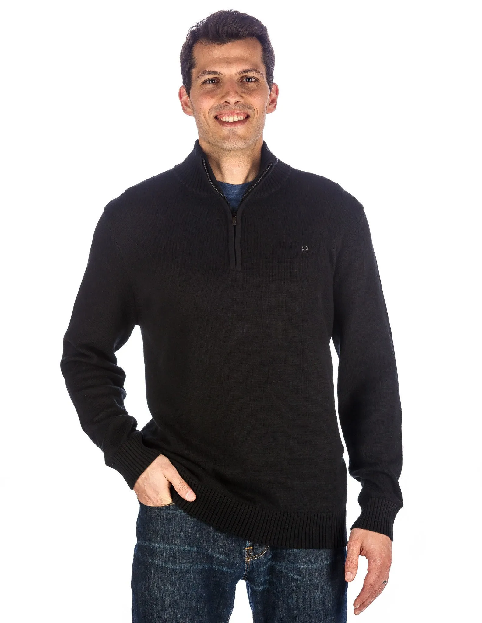 Men's 100% Cotton Half-Zip Pullover Sweater