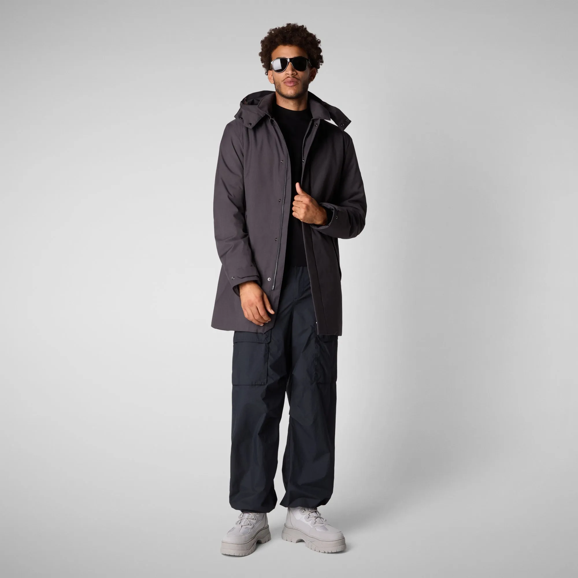 Men's coat Sam in charcoal grey melange