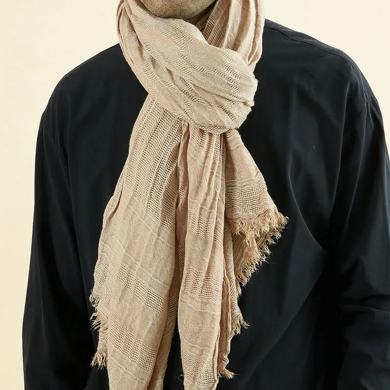 Men's Versatile Diamond Plaid Raw Edge Scarf