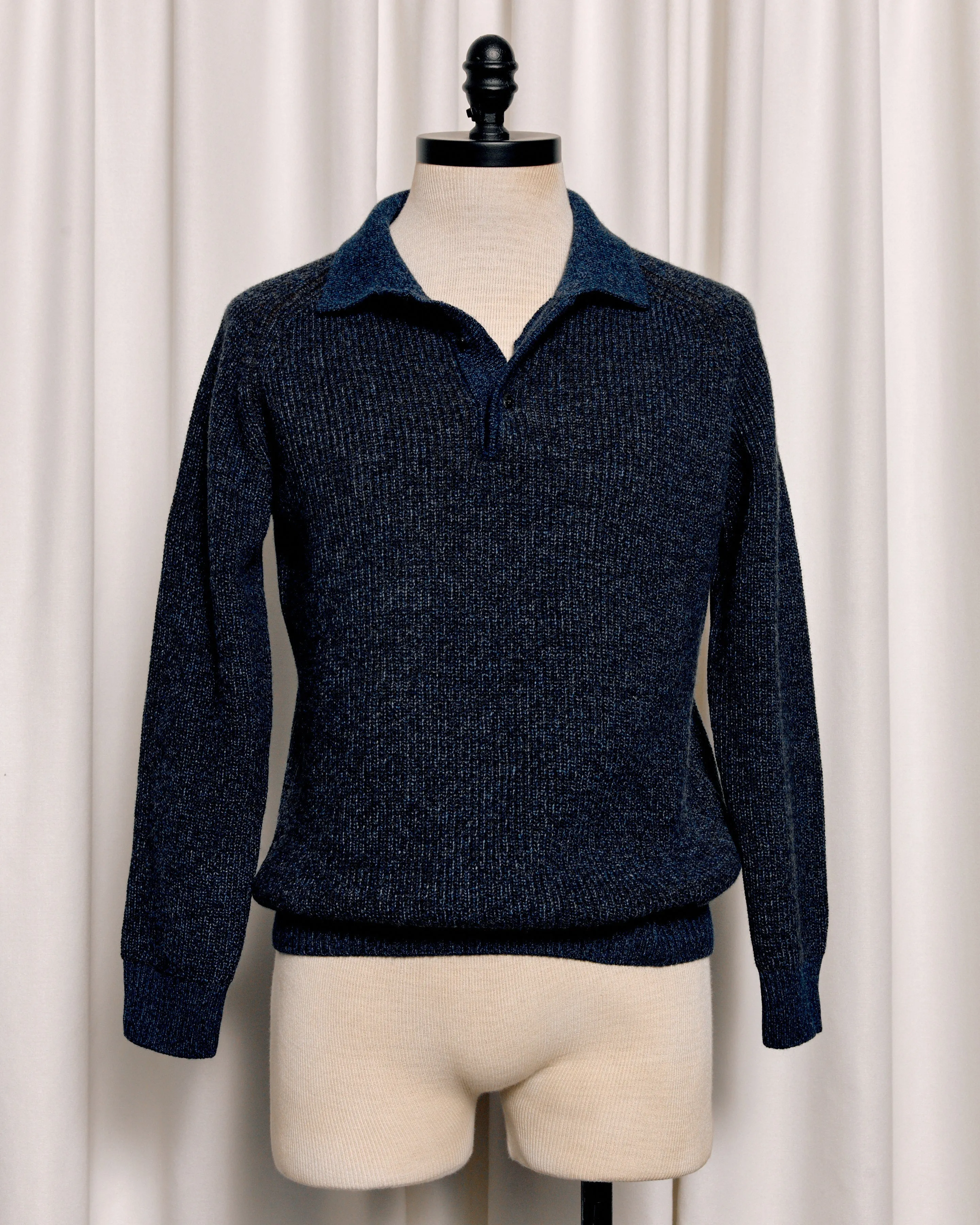 Merricks - Cashmere Raglan Polo - Melange Navy Brown