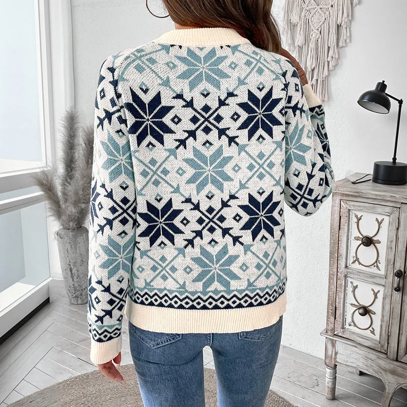 METAVERSMALL New Hot Trade Knitted Sweater New Autumn and Winter New 2025 Casual Women's Clothing Pullover Jacquard Sweater