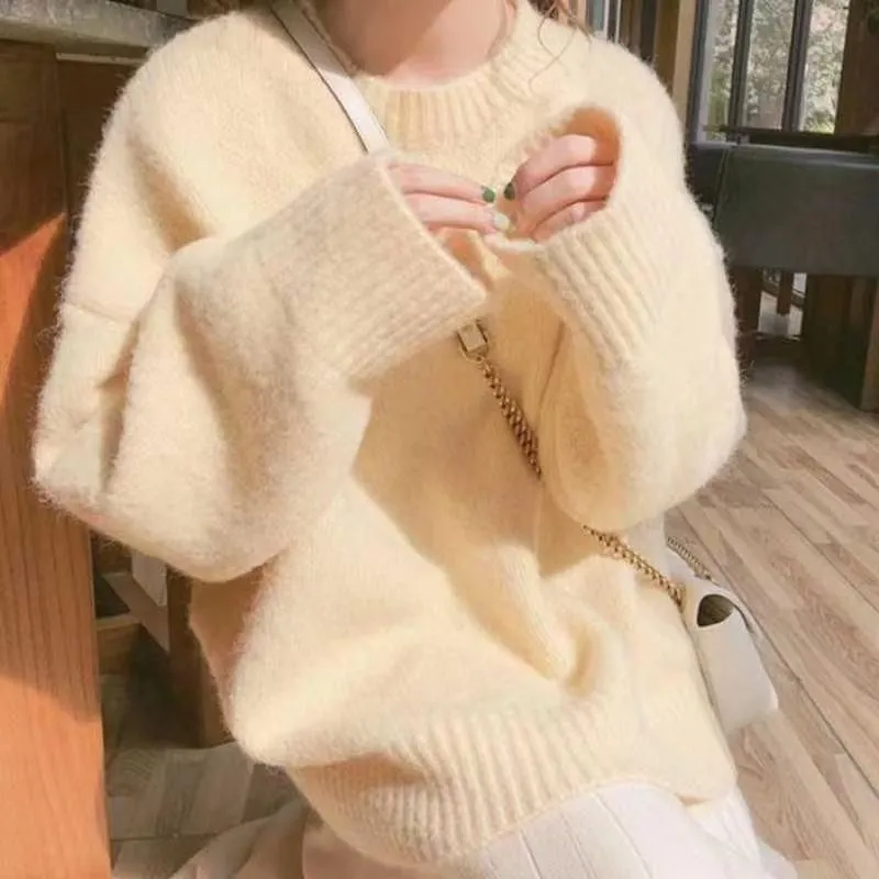 METAVERSMALL Popular Student Lazy Wind Loose Knitted Sweater New Japan and Korea Casual Versatile Inside and Outside Pullover Knitted Sweater