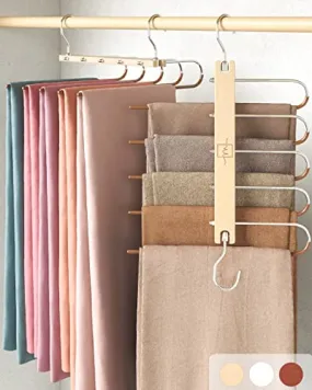 MORALVE Pants Hangers Organizer Mahogany Natural