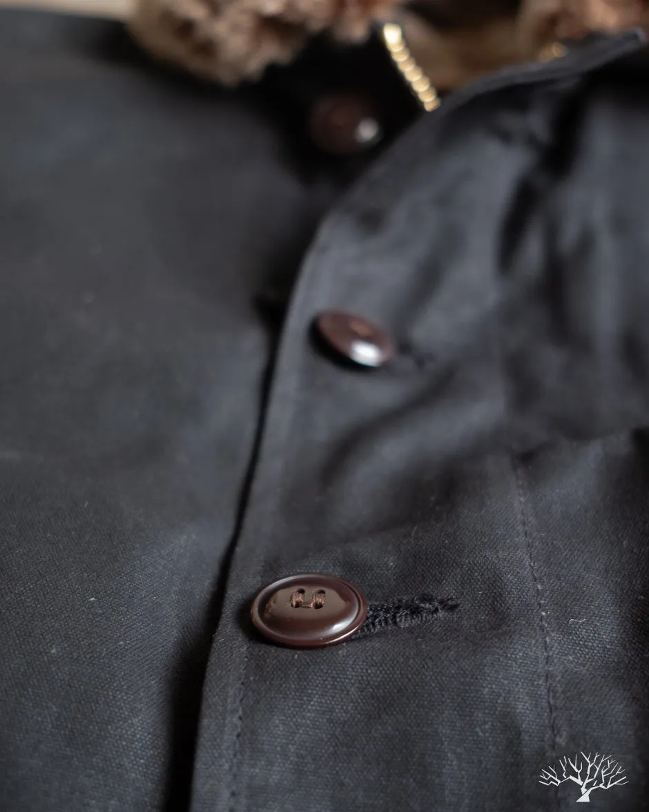 N-1 Deck Jacket - Black Waxed Canvas Kodiak Mouton (Modified)