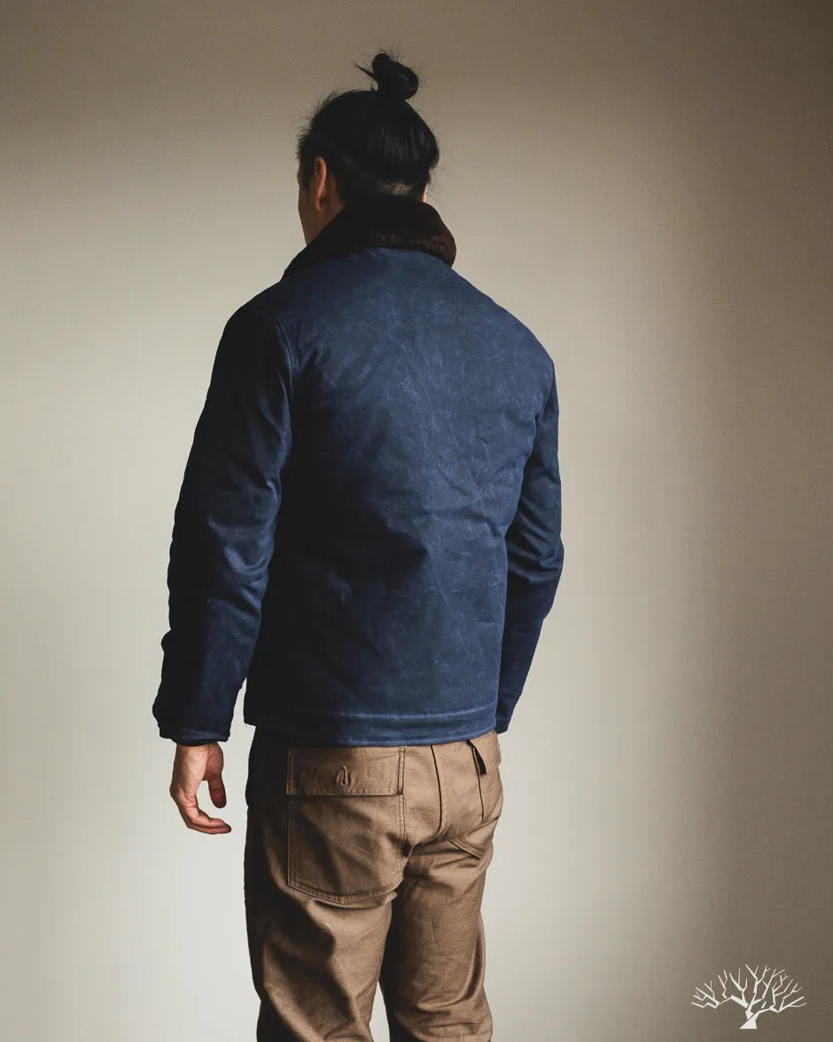 N-1 Deck Jacket - Navy Waxed Canvas Brown Mouton (Modified)