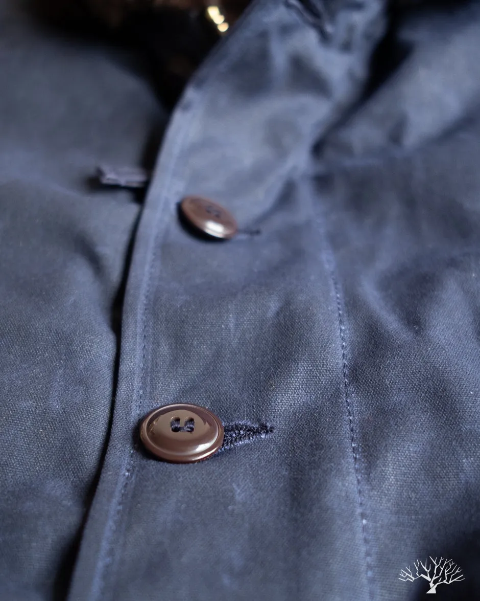 N-1 Deck Jacket - Navy Waxed Canvas Brown Mouton (Modified)