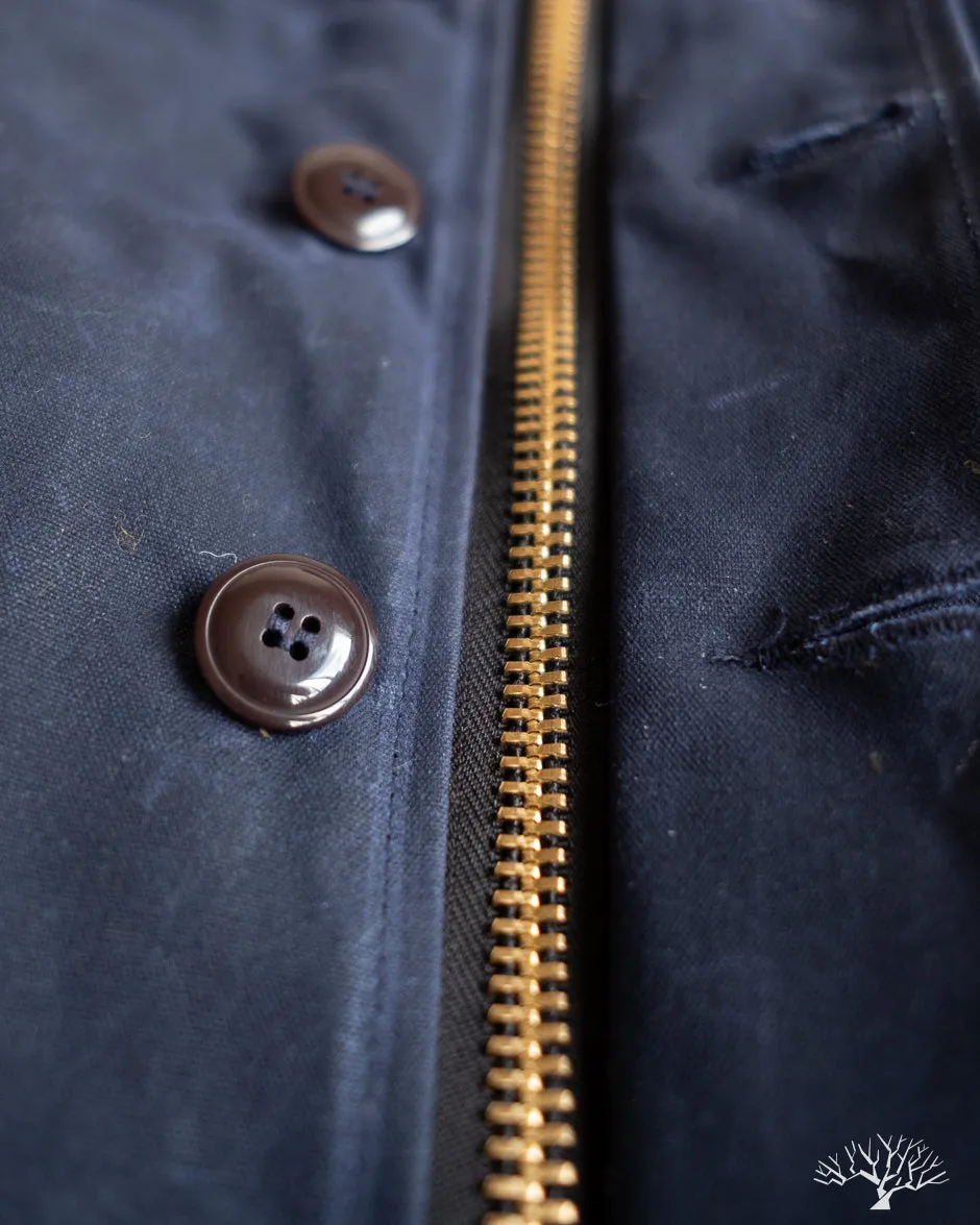 N-1 Deck Jacket - Navy Waxed Canvas Brown Mouton (Modified)