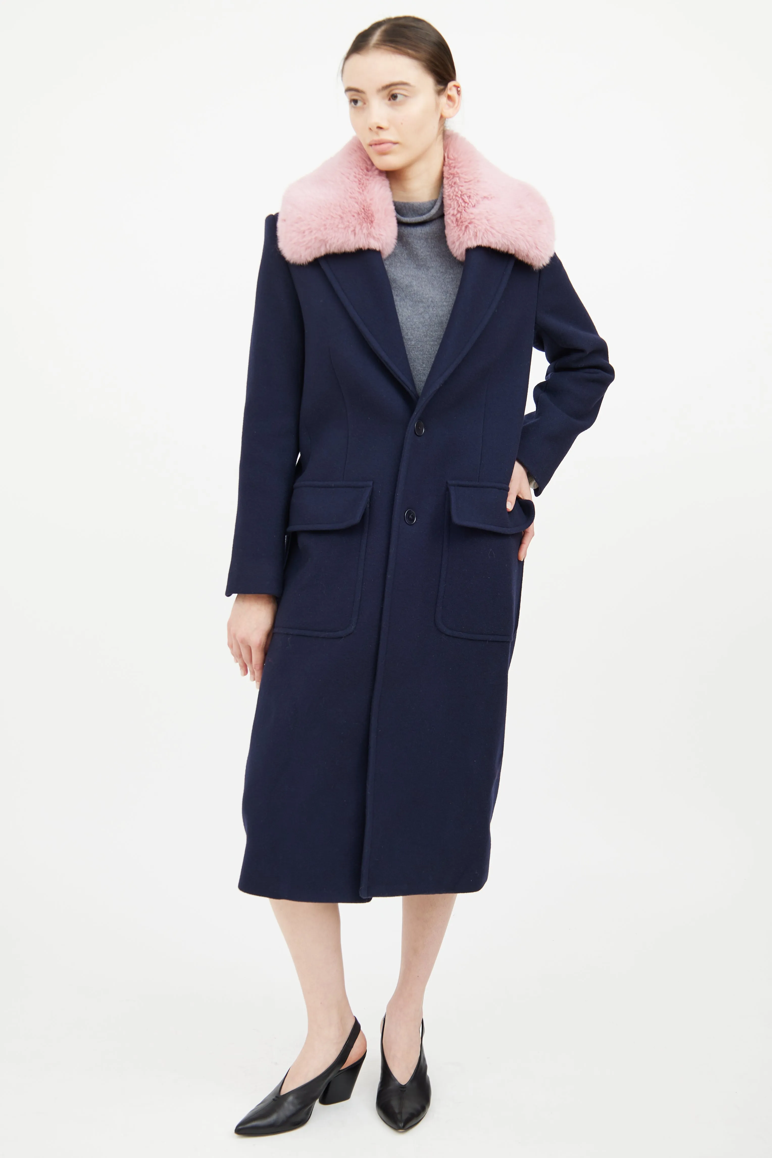 Navy & Pink Dress Coat