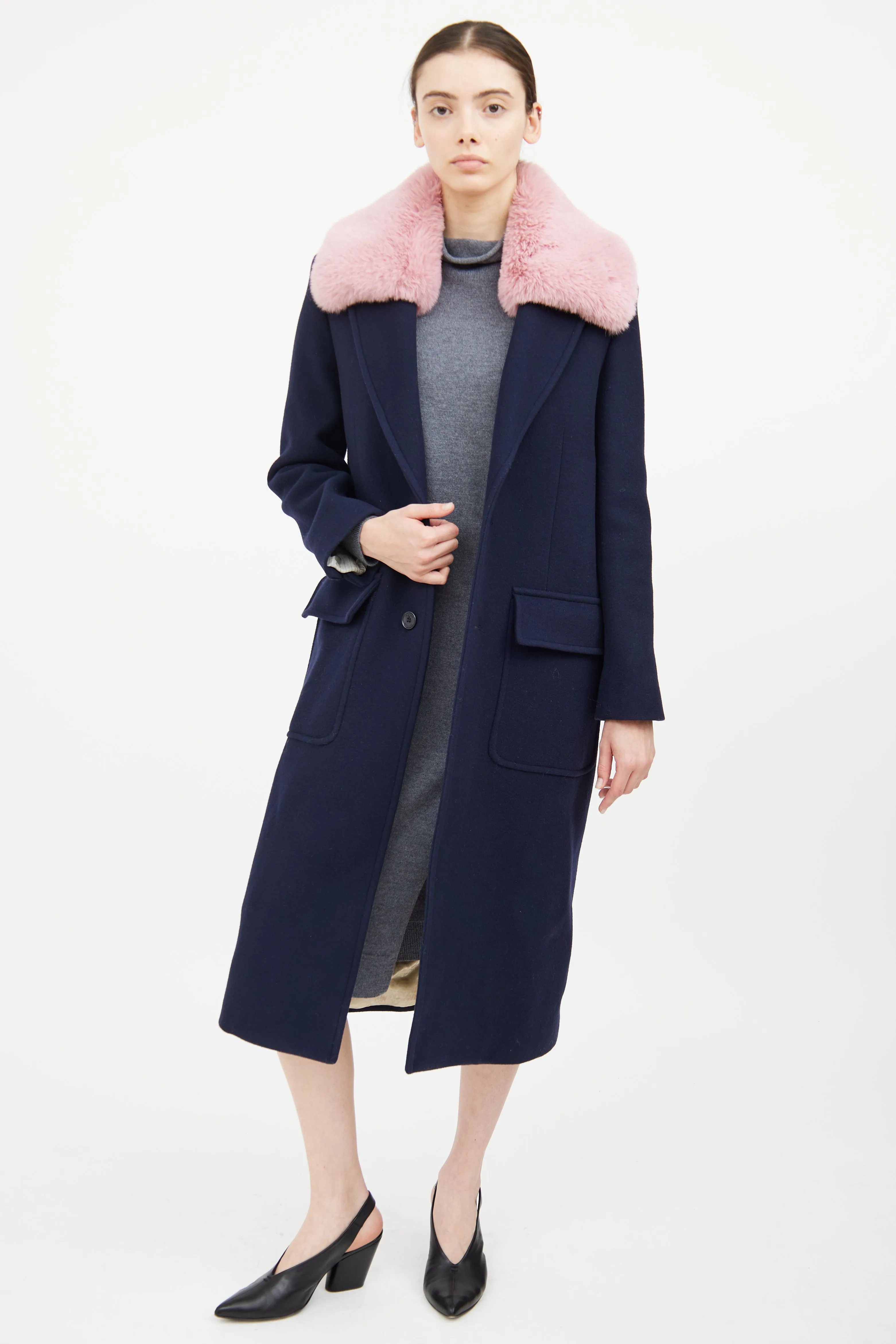 Navy & Pink Dress Coat