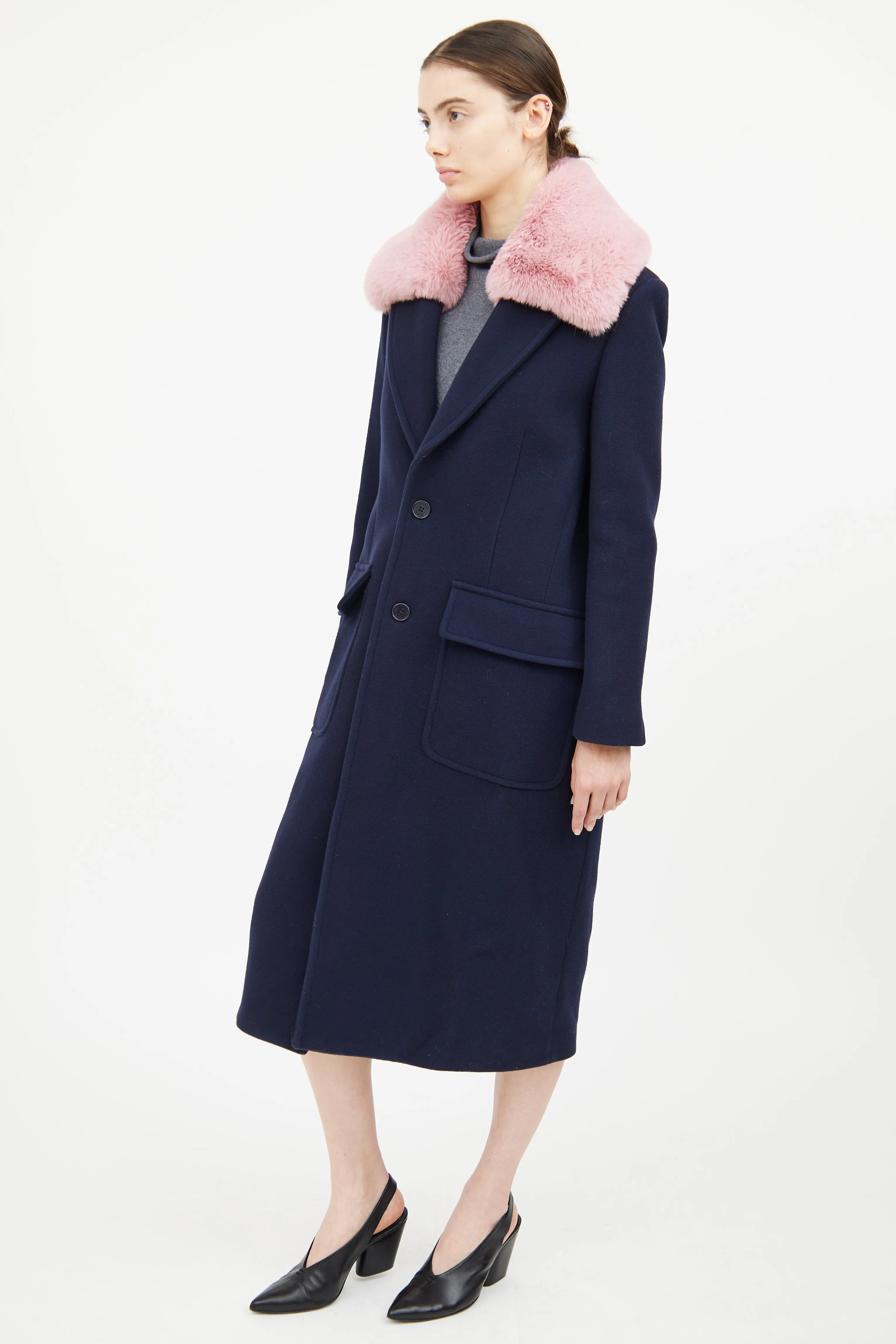 Navy & Pink Dress Coat