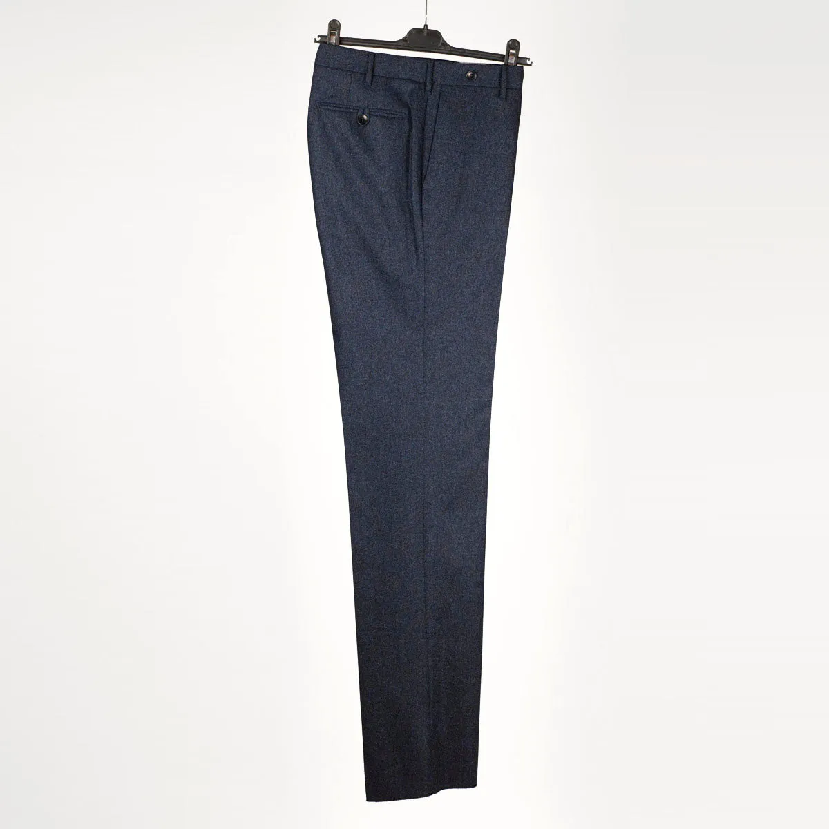 Navy herringbone wool flannel trousers