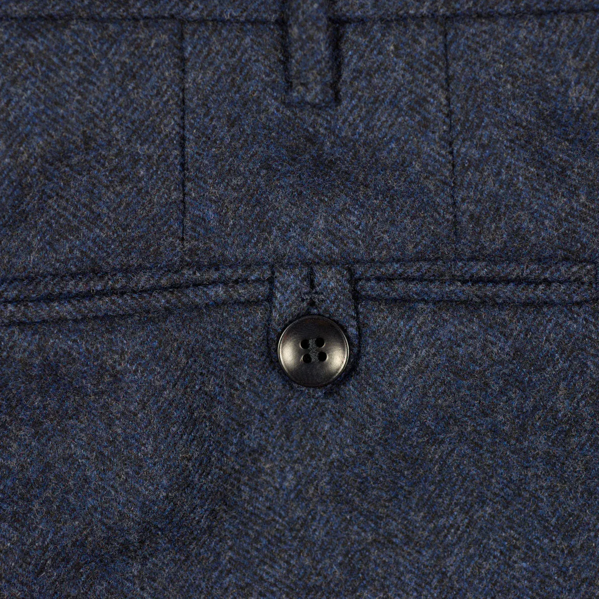 Navy herringbone wool flannel trousers