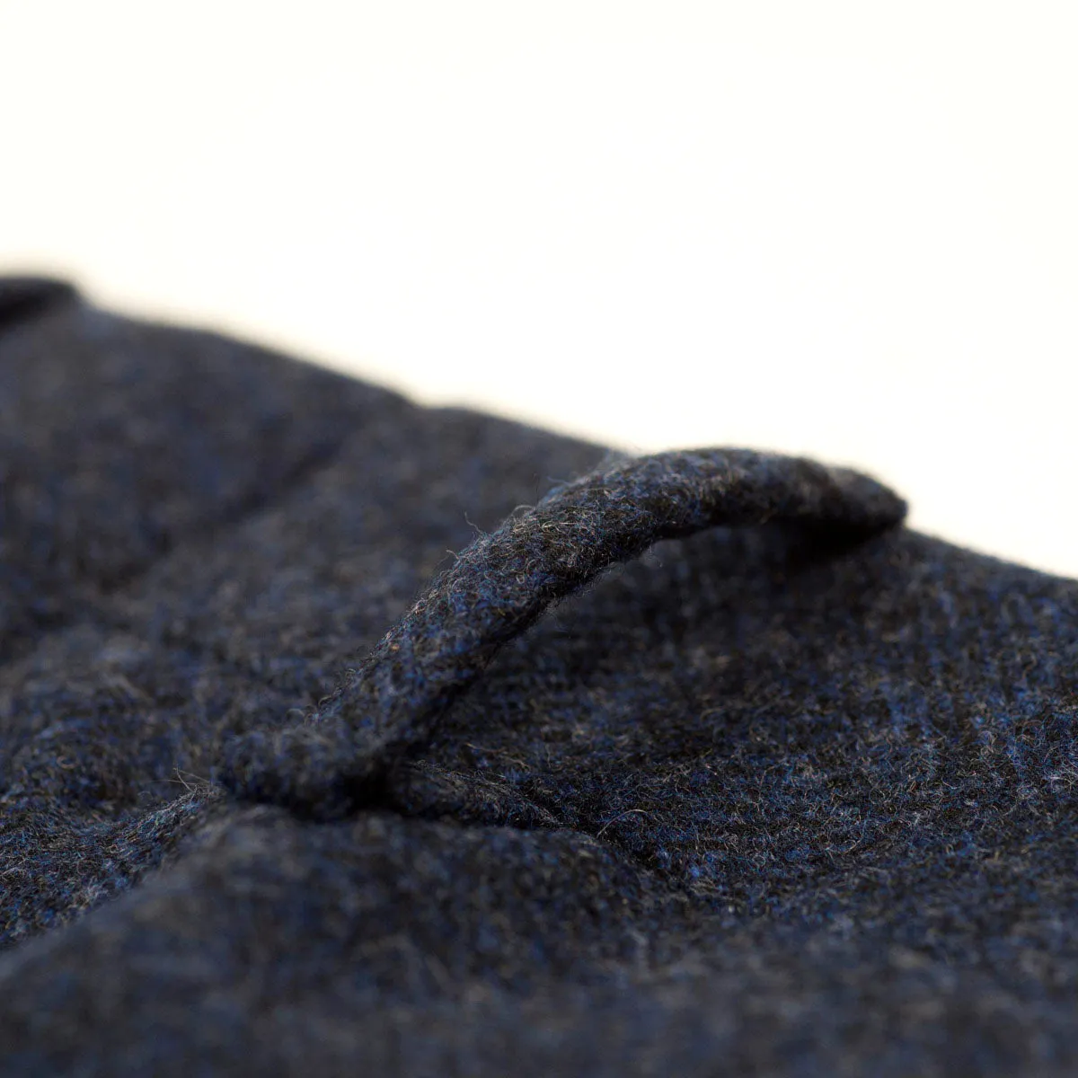 Navy herringbone wool flannel trousers