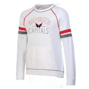 New - NHL Licensed Washington Capitals Women's White Fleece Crew Sweatshirt, L