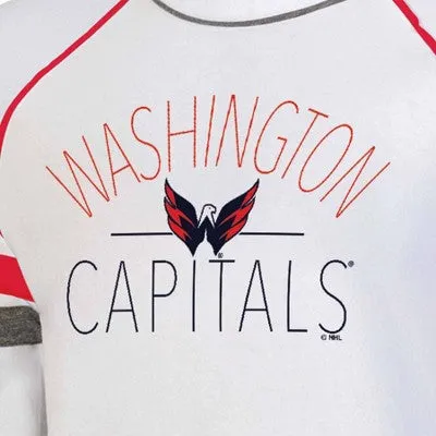 New - NHL Licensed Washington Capitals Women's White Fleece Crew Sweatshirt, L