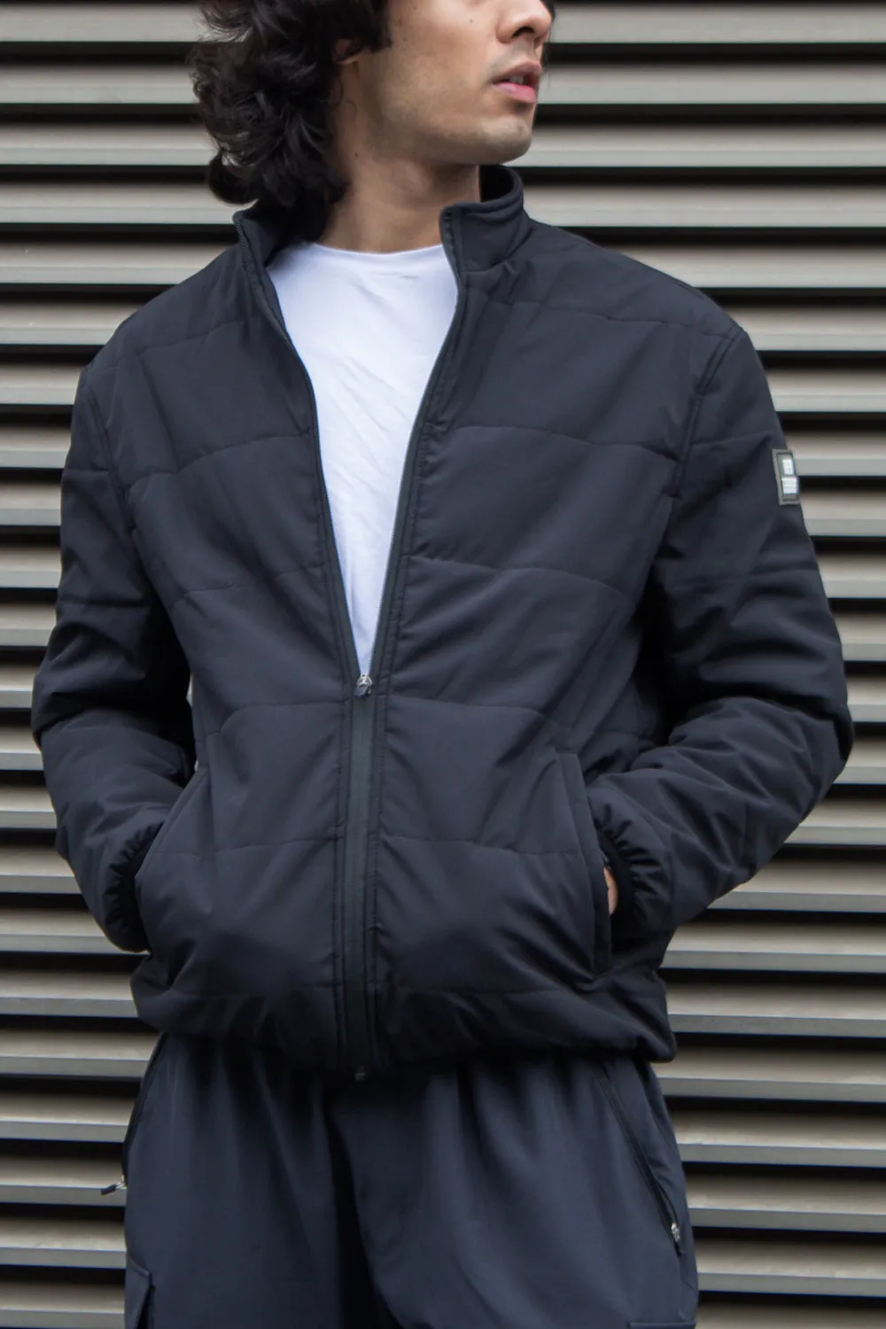 New Theory Full Zip Quilted Jacket- Black