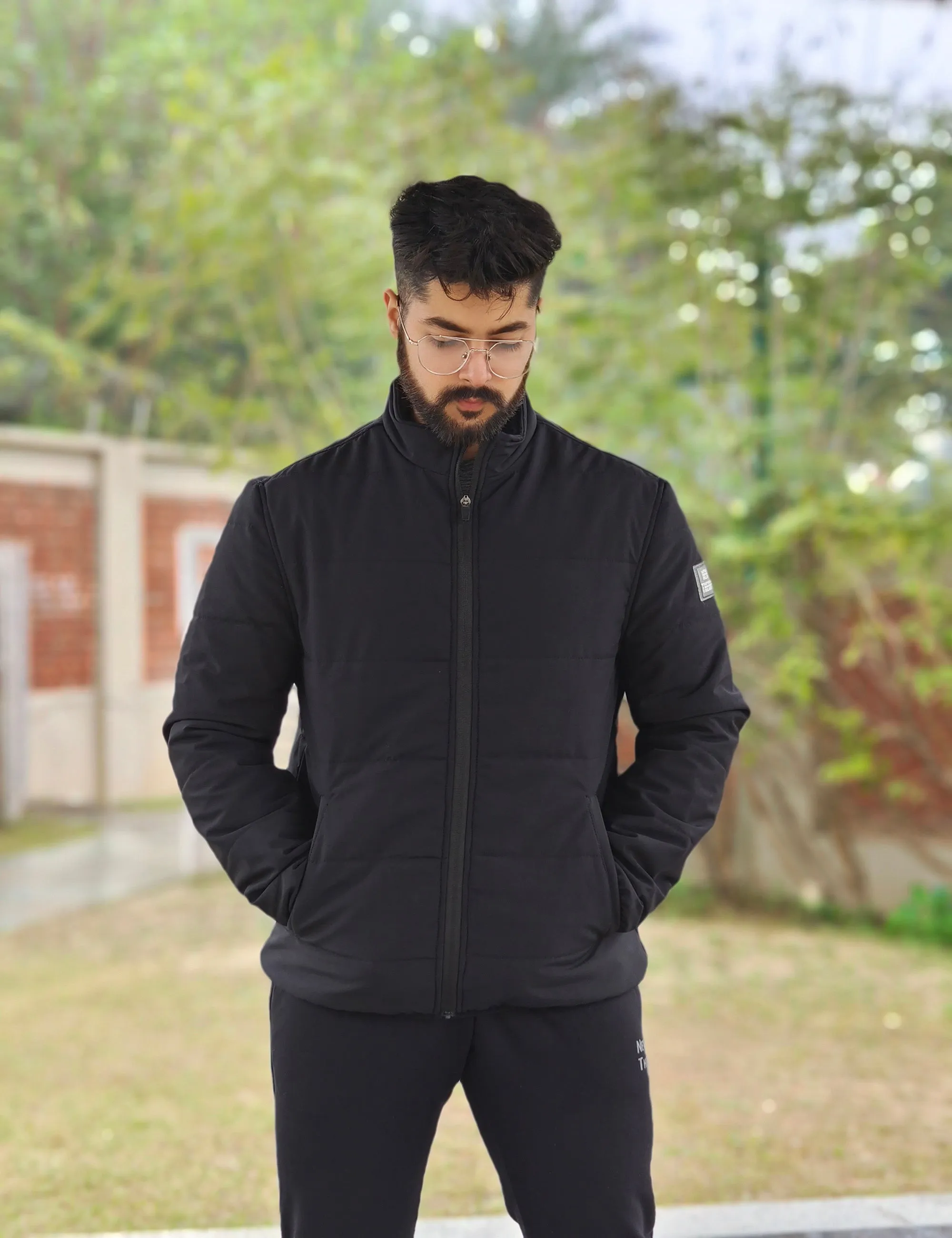 New Theory Full Zip Quilted Jacket- Black