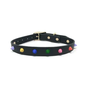 Nice Digs Spike Leather Collar - Memphis Noir