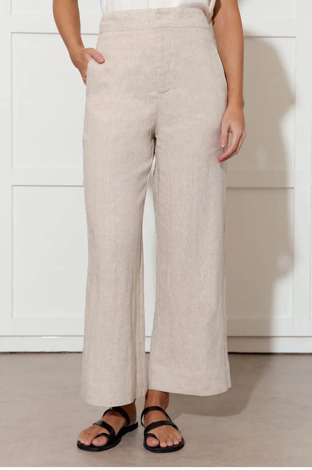 Nisha Cropped Linen Pant Natural