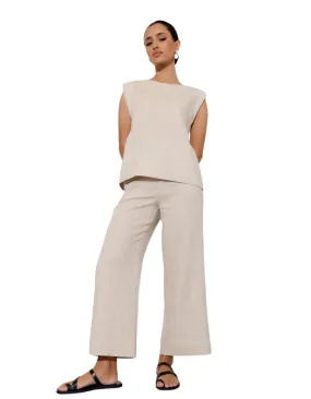 Nisha Cropped Linen Pant Natural