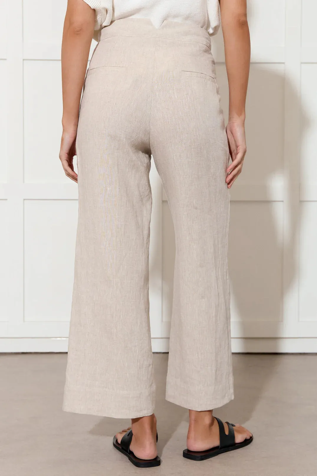 Nisha Cropped Linen Pant Natural