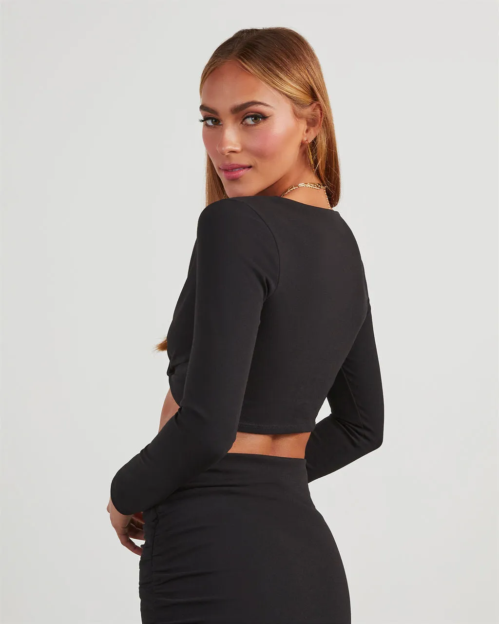 Novelle Twist Front Crop Top