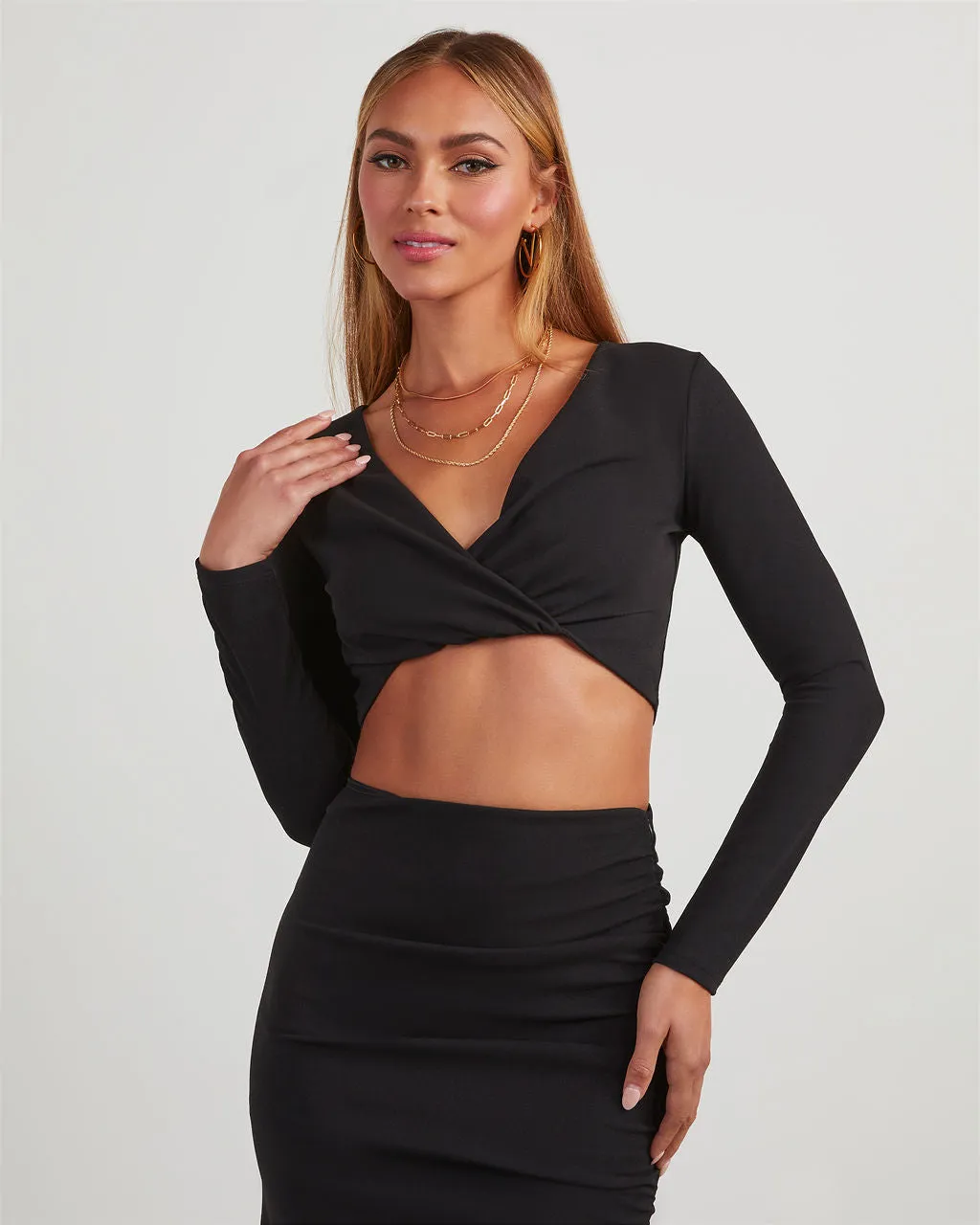 Novelle Twist Front Crop Top