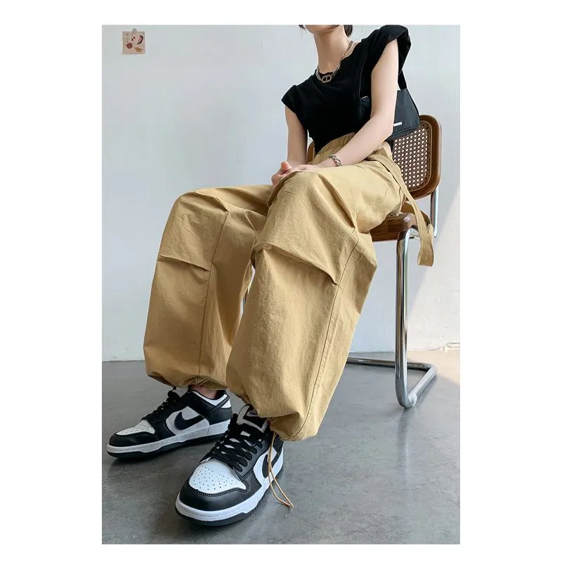 Overalls Loose-Fit Straight Wide-Leg Workwear Comfortable Tapered Pants