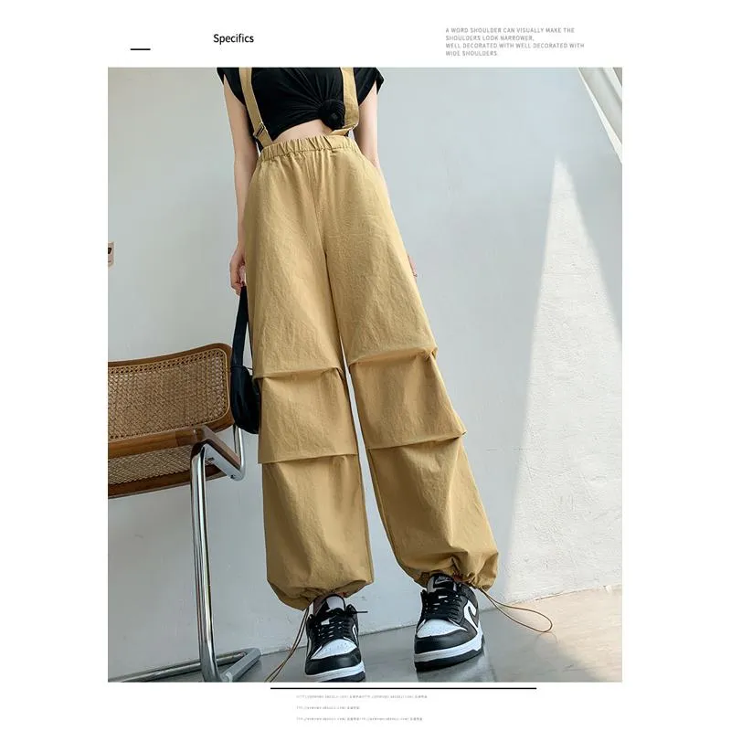 Overalls Loose-Fit Straight Wide-Leg Workwear Comfortable Tapered Pants