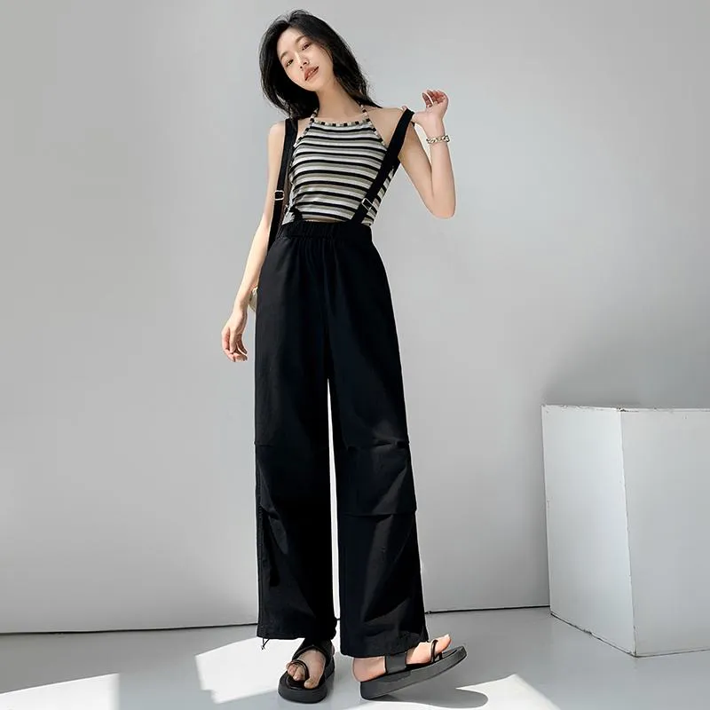 Overalls Loose-Fit Straight Wide-Leg Workwear Comfortable Tapered Pants