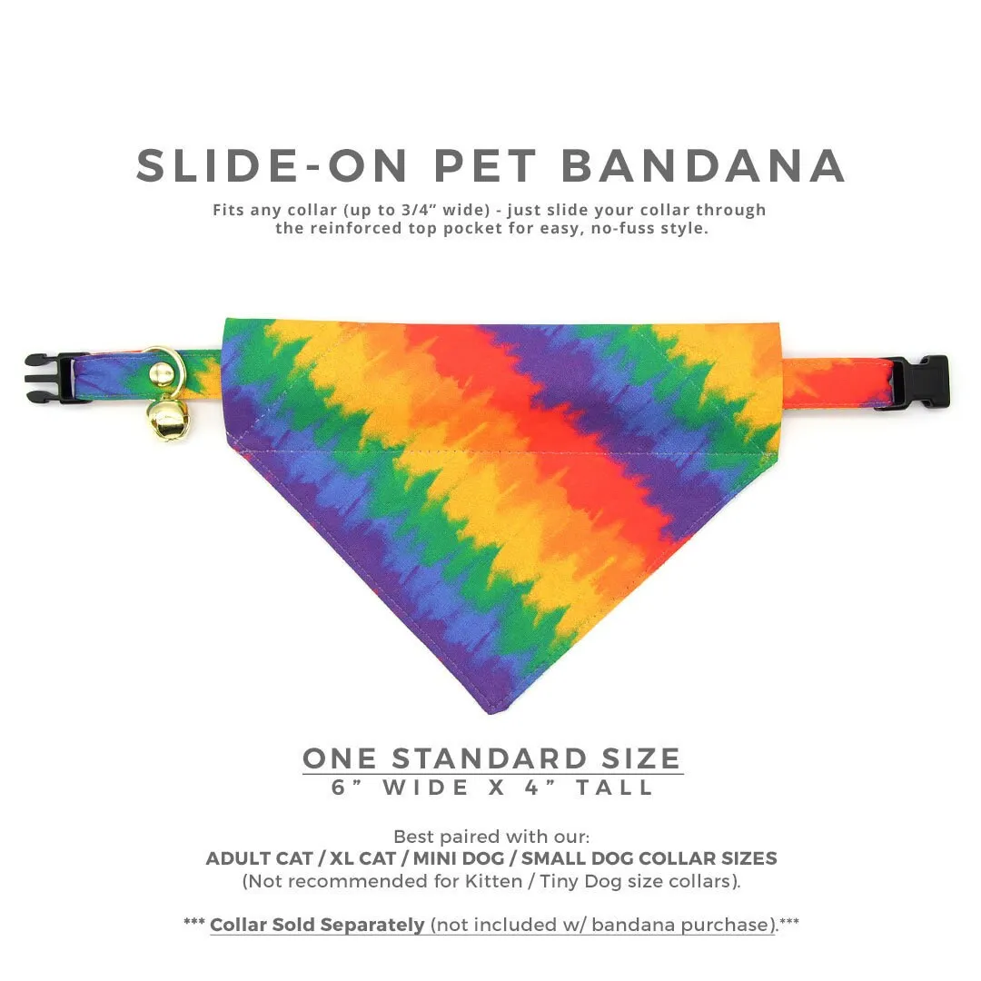 Pet Bandana - "Celebration" - Ombre Rainbow Bandana for Cat   Small Dog / LGBTQ  Pride, Birthday, Summer, Fiesta / Slide-on Bandana / Over-the-Collar (One Size)