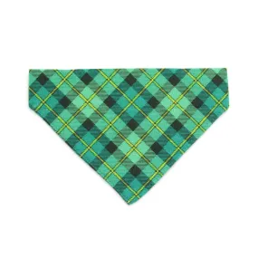 Pet Bandana - "Dublin" - St. Patrick's Day / Green Plaid Bandana for Cat Collar or Small Dog Collar / Slide-on Bandana / Over-the-Collar (One Size)