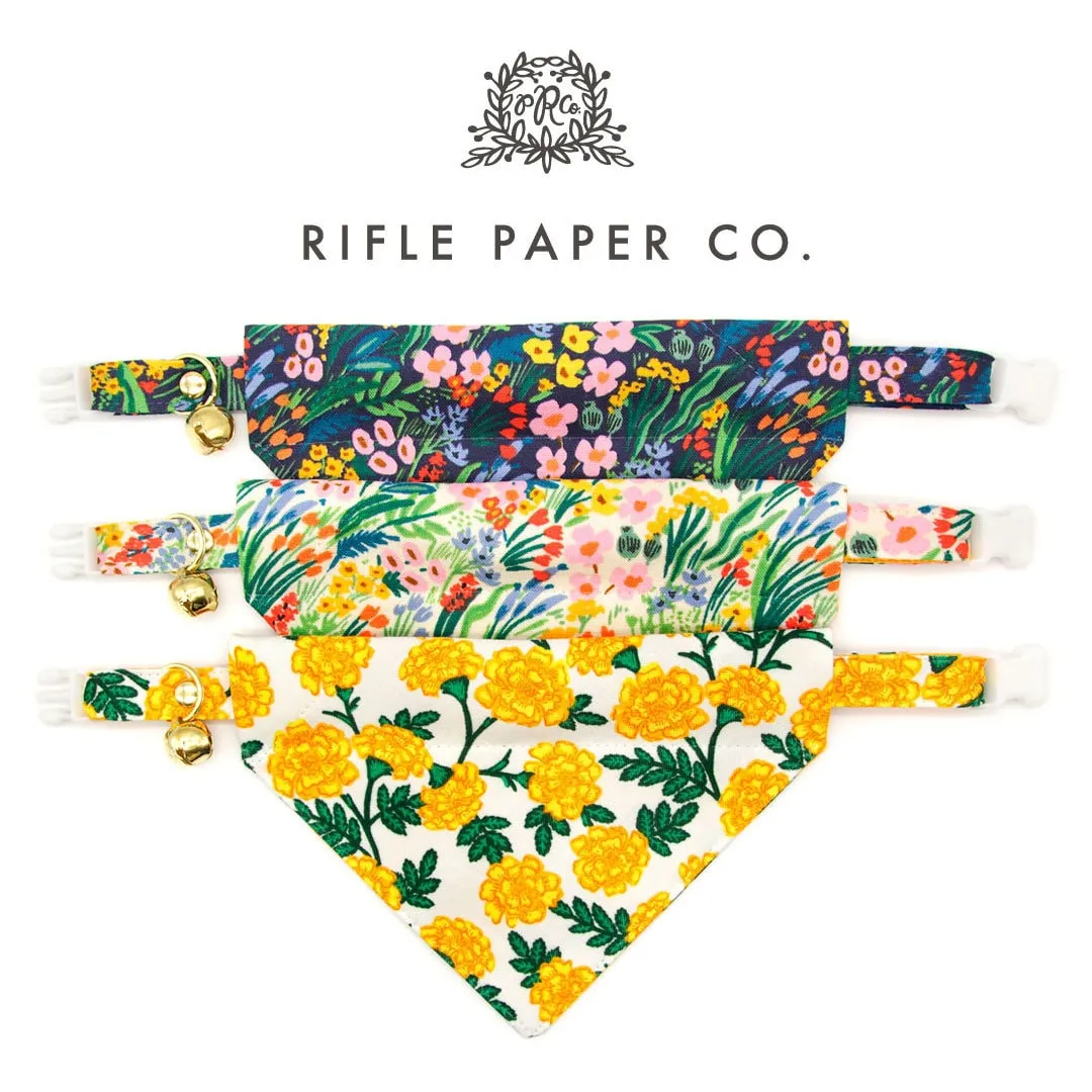 Pet Bandana - "Fantasia - Night" - Rifle Paper Co® Blue Bandana for Cat   Small Dog / Spring, Summer, Easter / Slide-on Bandana / Over-the-Collar (One Size)