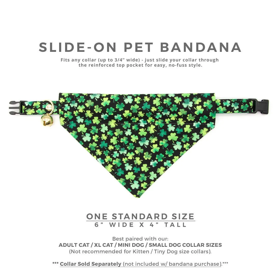 Pet Bandana - "Lucky Charmer" - St. Patrick's Day Bandana for Cat   Small Dog / Irish, Shamrock / Slide-on Bandana / Over-the-Collar (One Size)