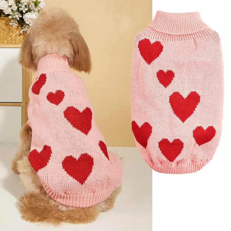 Pet Clothes Valentine's Day New Year Love Dog Knitted Sweater