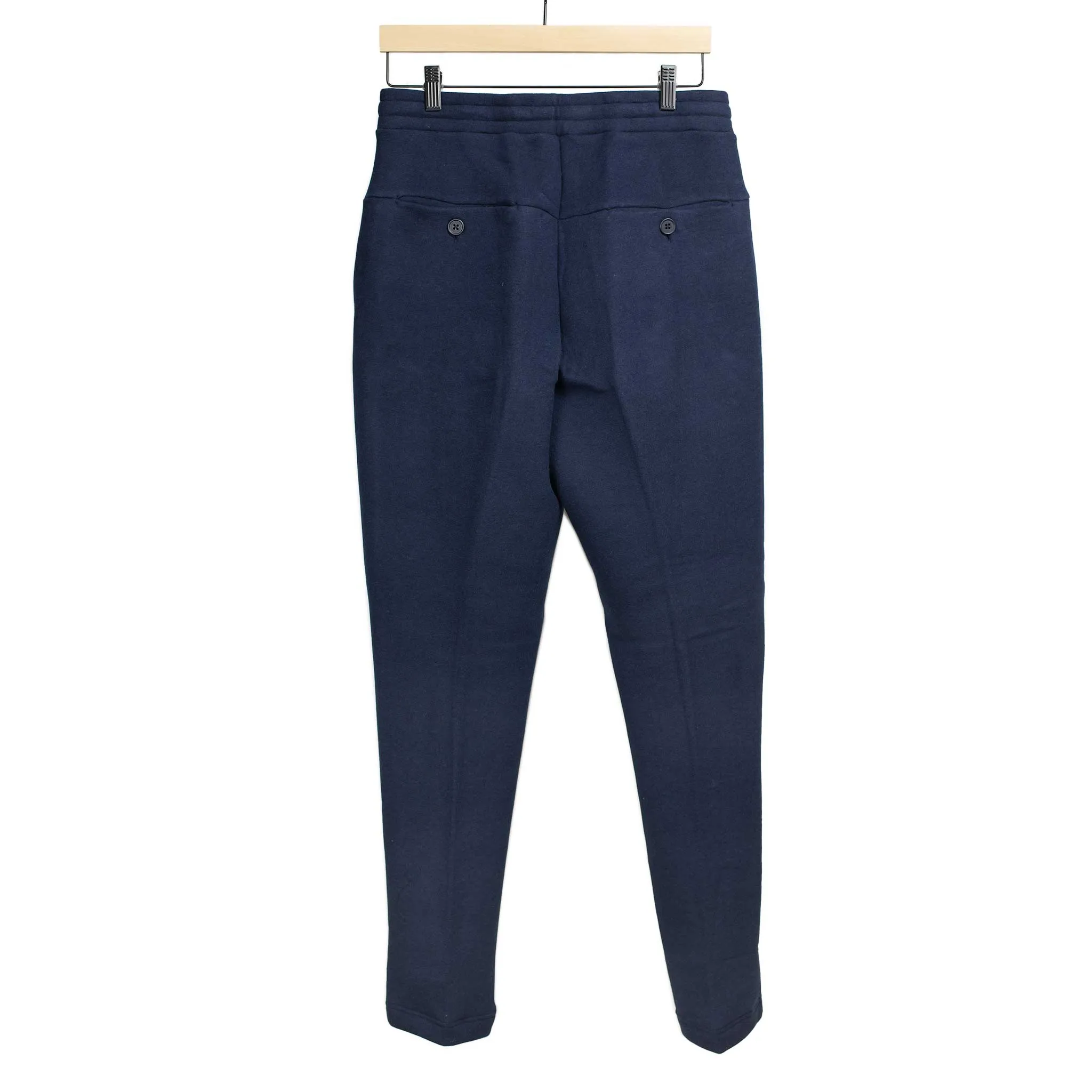 Pintuck sweatpants in navy plush cotton and lyocell