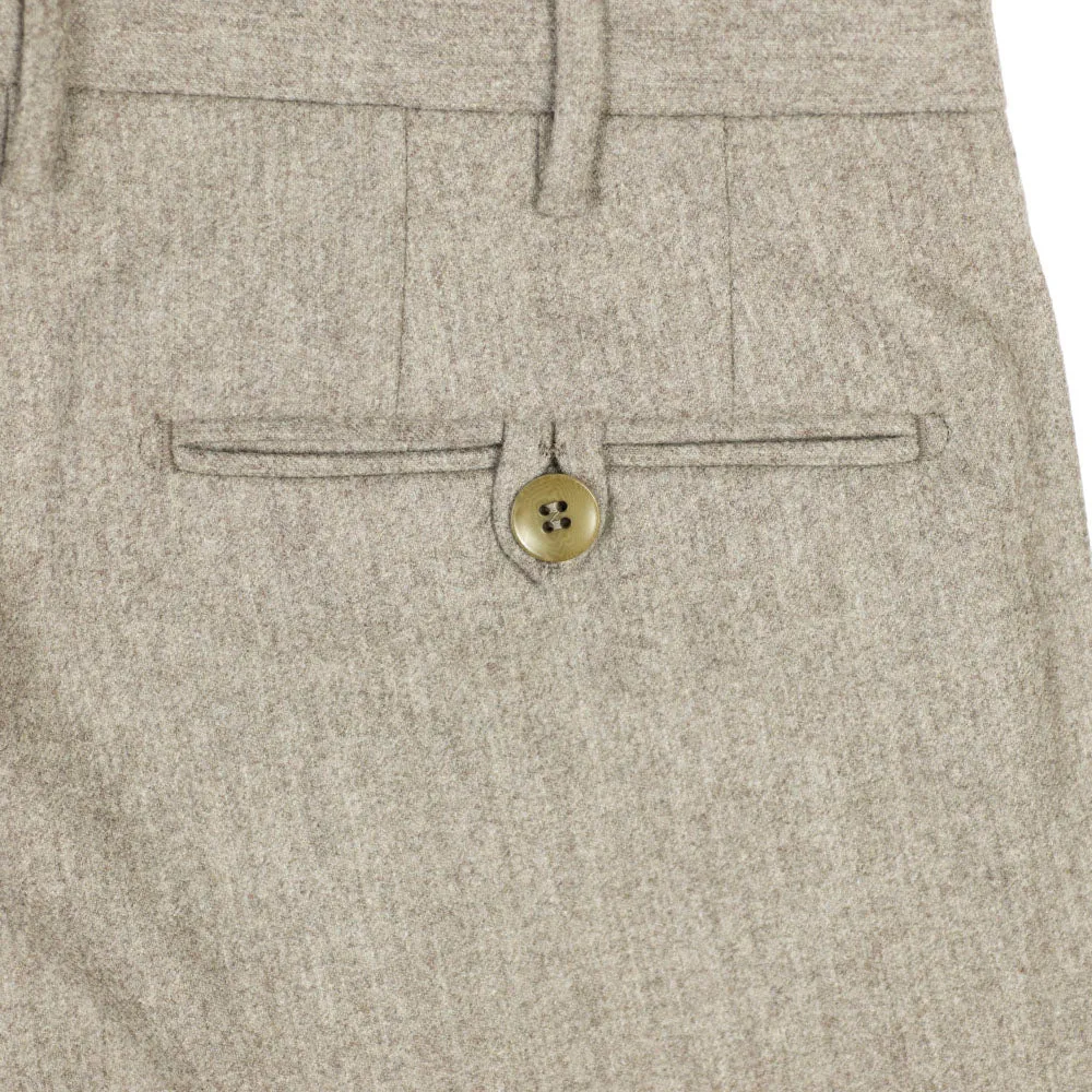 Pleated fawn wool flannel trousers