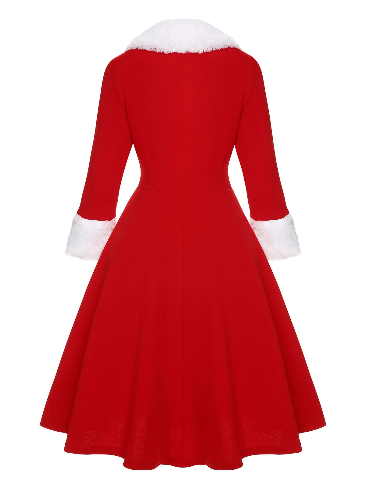 [Plus Size] Red & White 1950s Christmas Lapel Dress