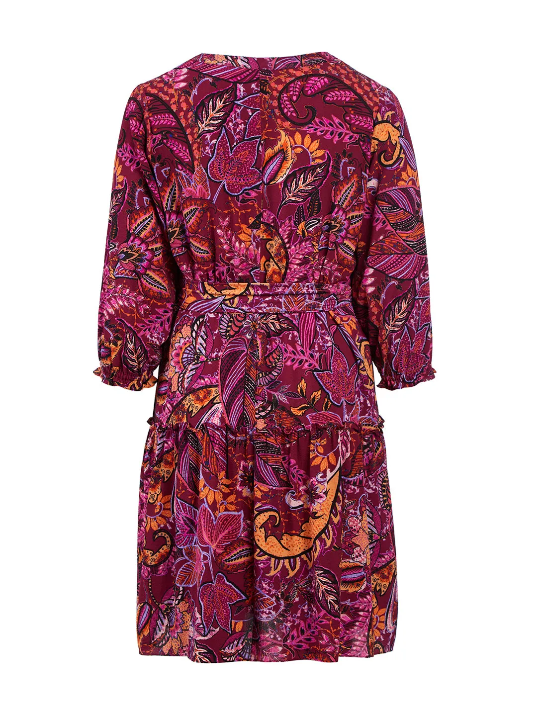 Popover Elastic Waist Tiered Midi Dress