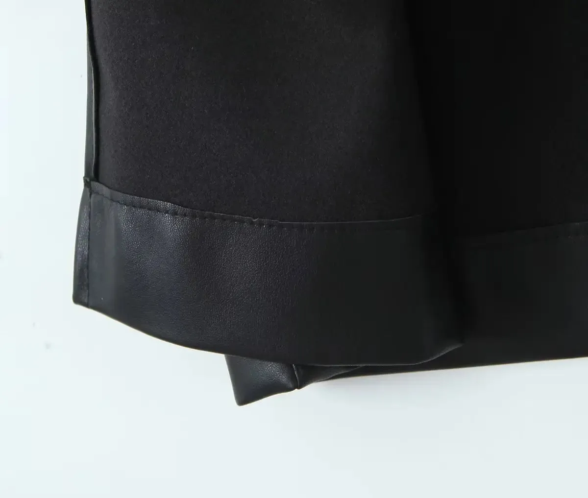 Pre Order:  Black Faux Leather Back Split Skirt