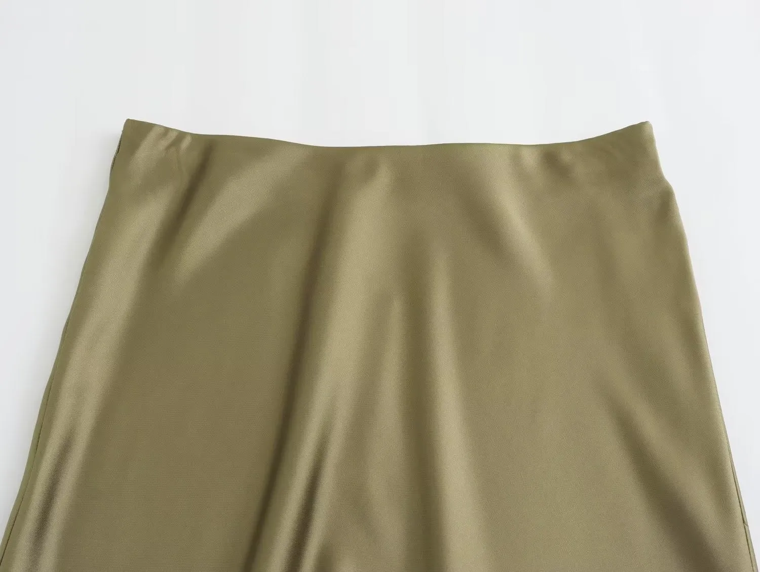 Pre Order: High Waisted Silk Satin Midi Skirt