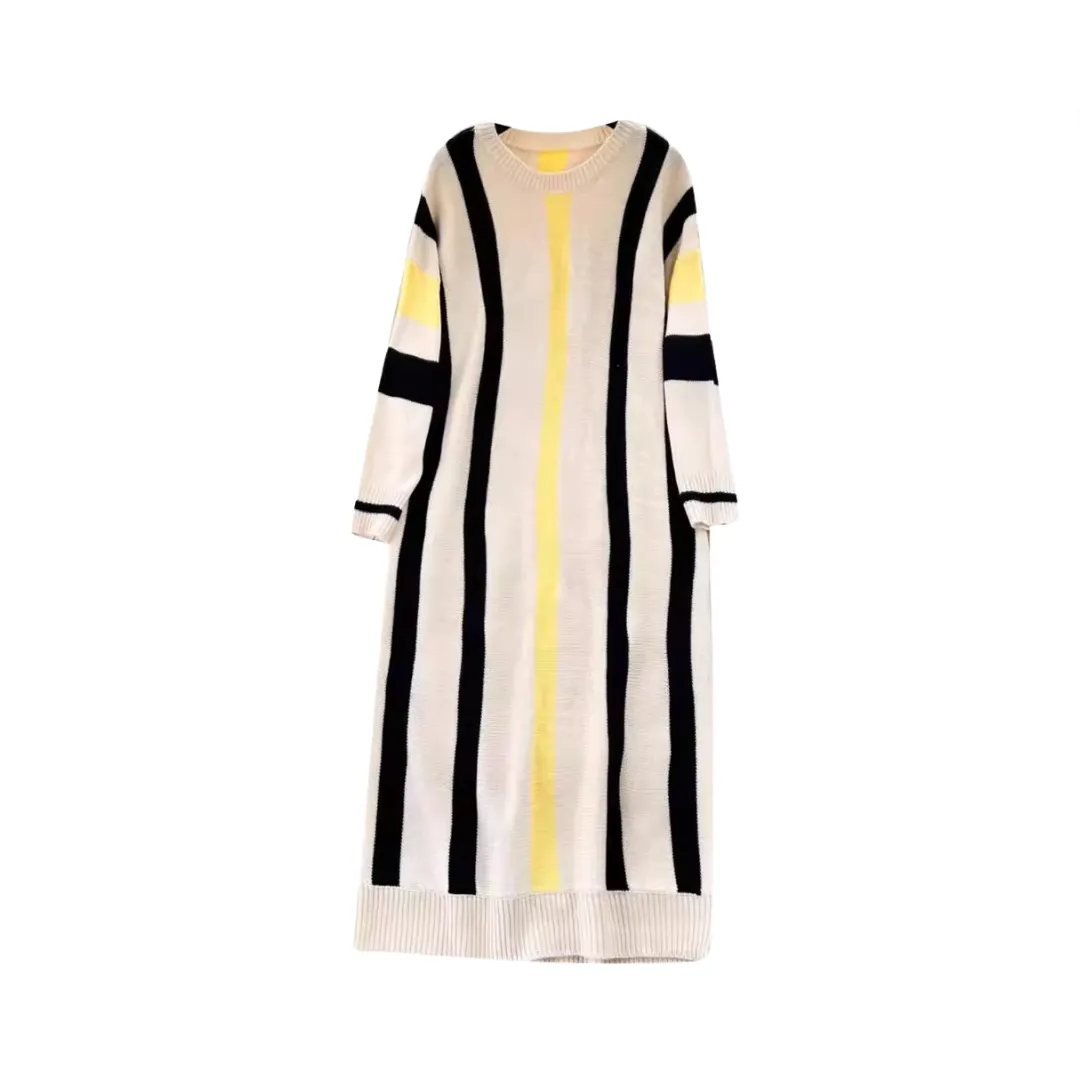 Pre Order:  Striped Long Sleeve Loose Knitted Dress