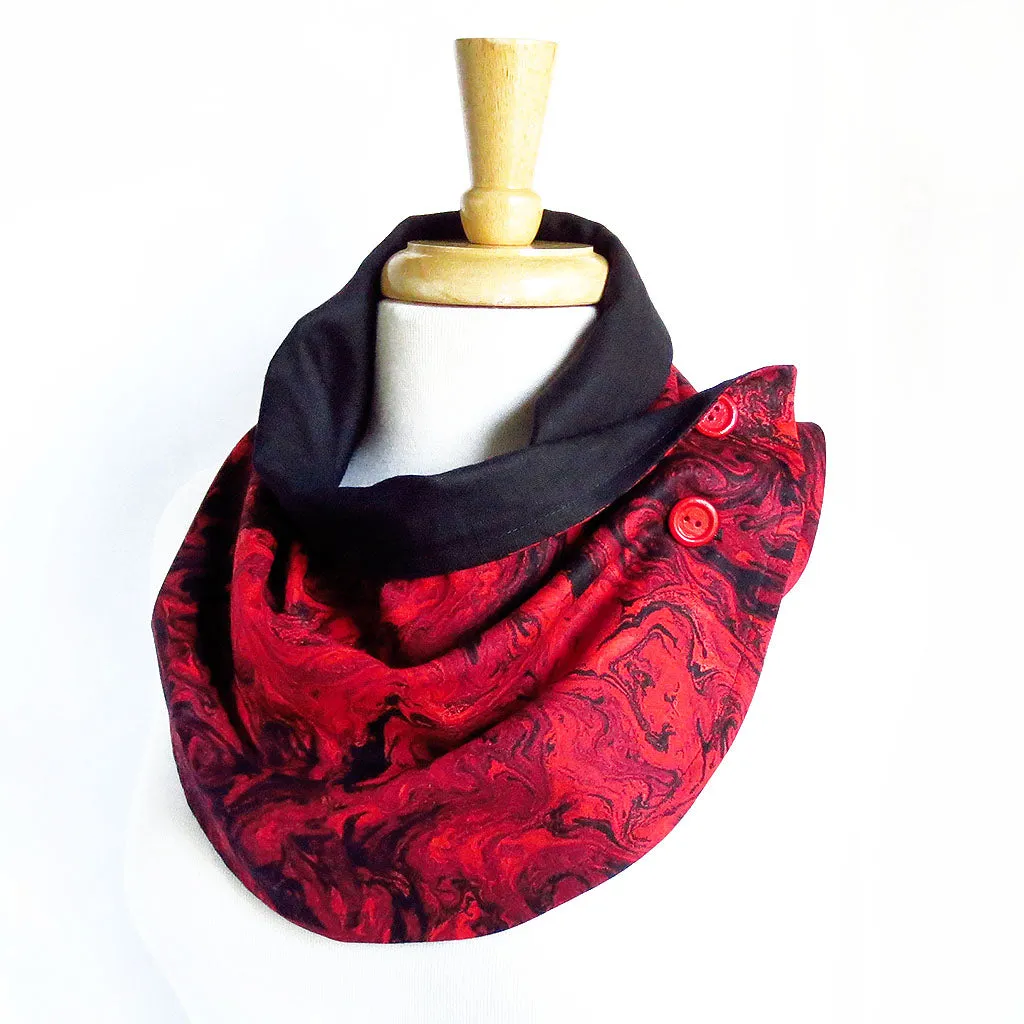 red marble button scarf