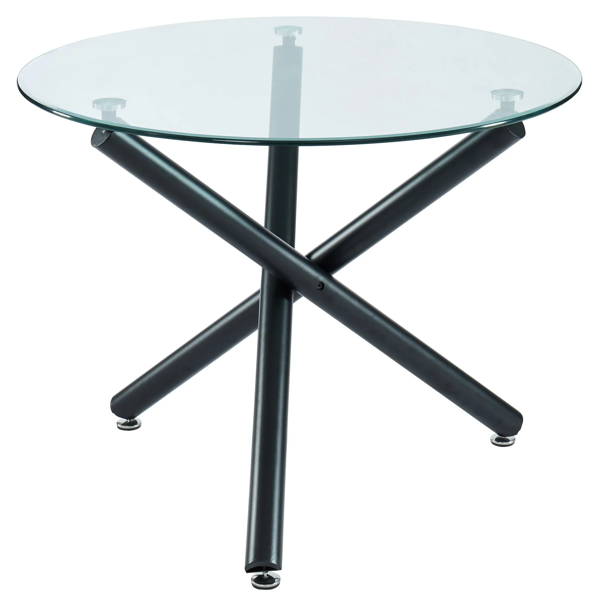 Round Glass Dining Table Rocca Black