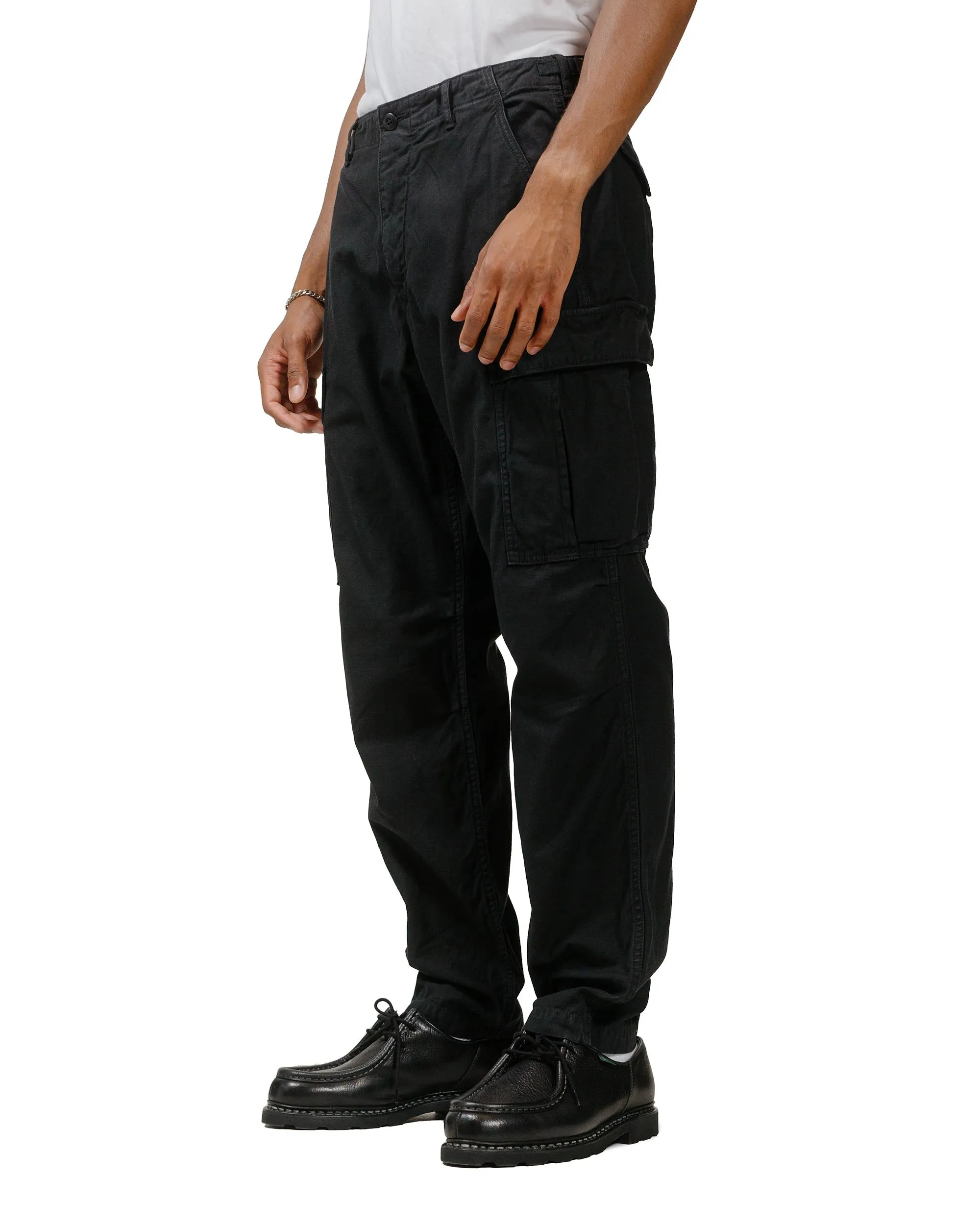 Sage de Cret Lost & Found Cotton/Linen Back Satin Cargo Trouser Black