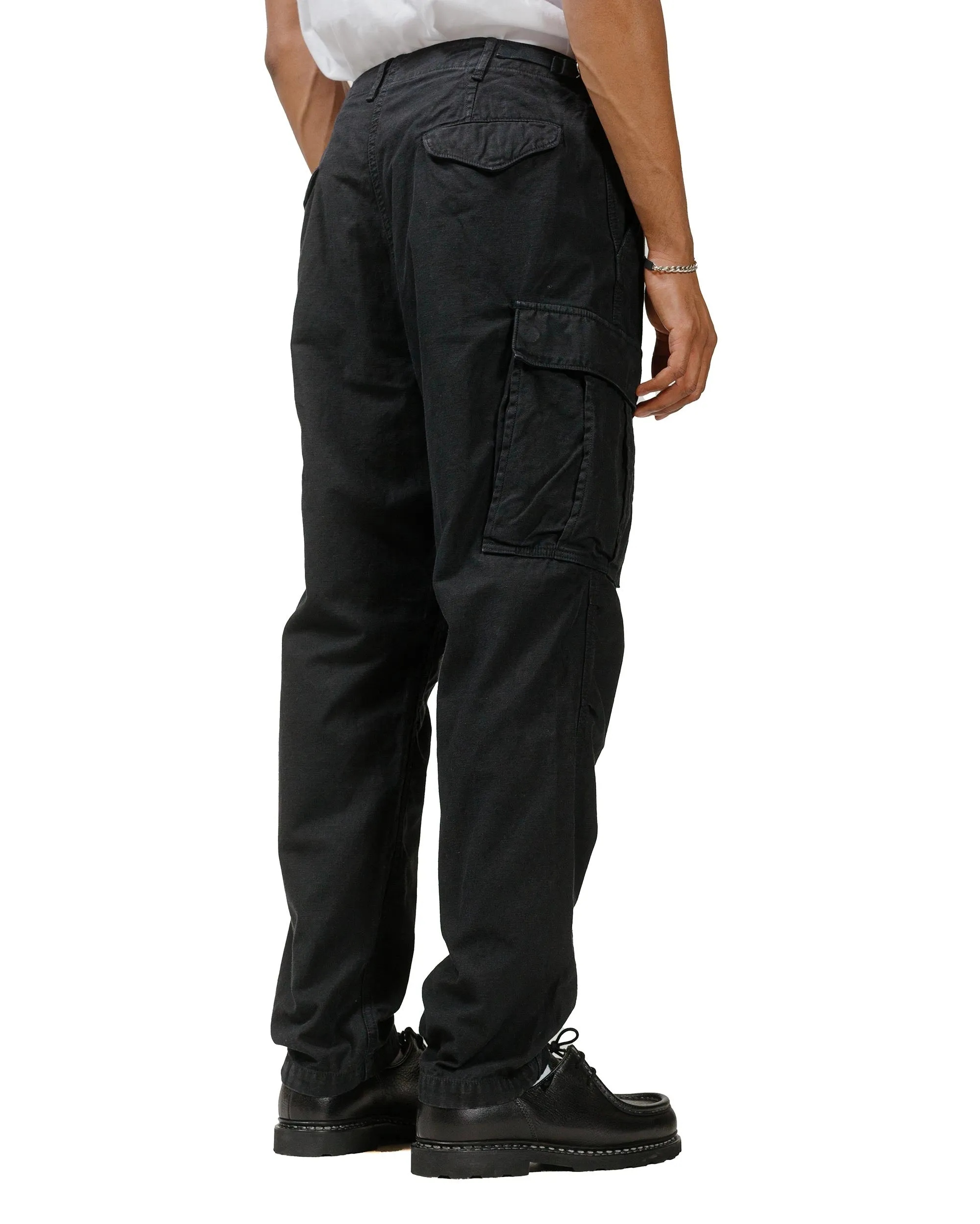 Sage de Cret Lost & Found Cotton/Linen Back Satin Cargo Trouser Black