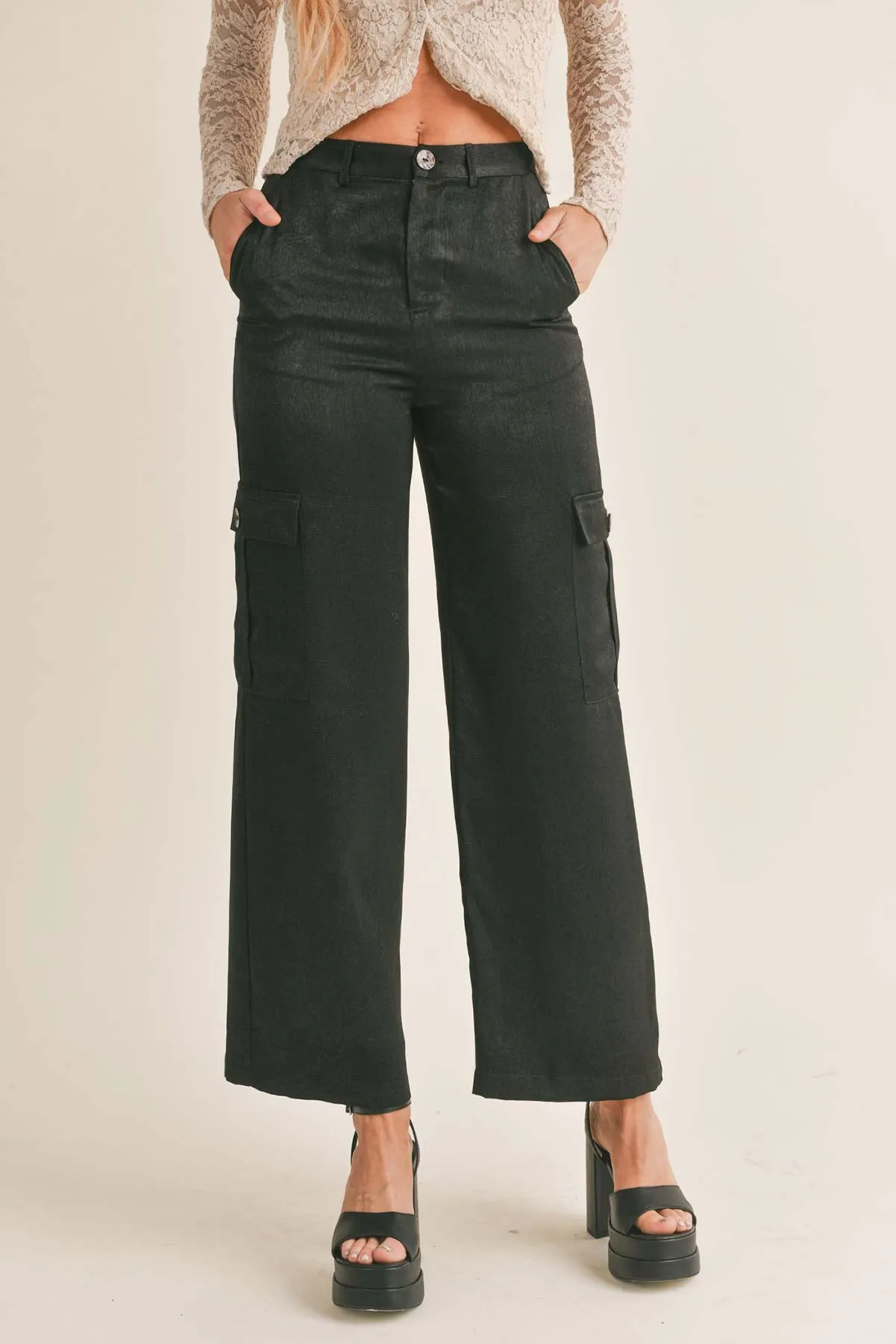 Sage the Label Aphrodite Low Waist Cargo Pant in Black