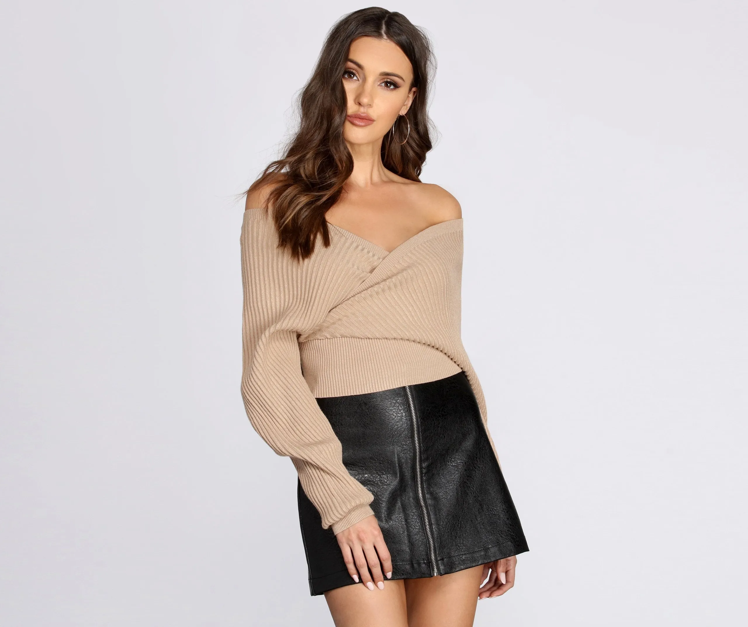 Show Those Shoulders Surplice Sweater